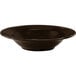 A black bowl with a round rim and a white background.