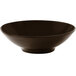 A black bowl with a dark brown rim and a white background.