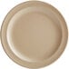 An Acopa Foundations tan melamine plate with a narrow rim on a white background.