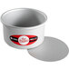 A round silver Fat Daddio's cheesecake pan with a removable bottom.
