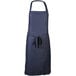 A navy blue apron with a tie.