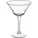 An Acopa martini glass with a clear stem and rim.