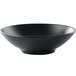 A black Corona by GET Enterprises Pluto footed bowl with a white background.