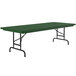 A green rectangular Correll folding table with black legs.