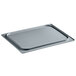 A gray rectangular Vigor food pan cover on a tray.