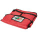 An American Metalcraft red nylon pizza delivery bag with black straps.
