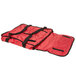 An American Metalcraft red nylon insulated pizza delivery bag with black straps.