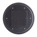 A black circular Lancaster Table & Seating Excalibur table top with a square in the center and holes.