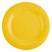 A close up of a yellow Thunder Group wide rim melamine plate.