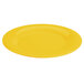 A yellow Thunder Group wide rim melamine plate.