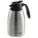 A silver and black Thermos FN370 stainless steel vacuum insulated carafe with push button.