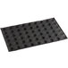 A black Sasa Demarle Flexipan Air silicone mat with 54 chouquette cavities.
