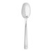 A Fortessa stainless steel demitasse spoon with a scalloped handle on a white background.