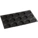 A black Sasa Demarle silicone bread mold with 15 square compartments.