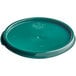 A green round polypropylene lid for Vigor food storage containers.