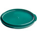 A green plastic lid for Vigor food storage containers.