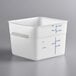 A white square Vigor food storage container with blue measuring lines.