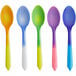 Assorted color-changing dessert spoons in six different colors.