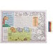 A white Choice kids zoo themed placemat with a cartoon rhinoceros and other animals.