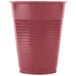 A red plastic cup on a white background.