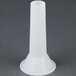 A white plastic funnel attachment for a #12 meat grinder.