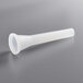 A white plastic stuffer tube with a flange for Avantco MG22 Meat Grinder.