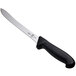 A Mercer Culinary semi-flexible fillet knife with a black handle.
