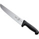 A Mercer Culinary European Butcher Knife with a black handle.