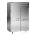 A silver stainless steel Beverage-Air holding cabinet with a close up of a half door.