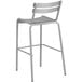 A gray powder coated aluminum barstool with a white seat and backrest.