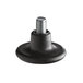 A black plastic object with a black screw and metal nut on top.