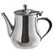 A silver stainless steel Libbey Belle tea pot with a lid.