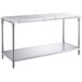 A Regency stainless steel poly top work table with an undershelf.