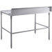 A Regency 14-gauge stainless steel poly top work table with open base and backsplash.