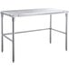 A Regency stainless steel poly top table with an open base and white poly top.