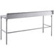 A Regency stainless steel poly top work table with open legs.