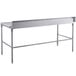 A Regency 30" x 72" stainless steel rectangular poly top work table with an open base.