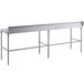 A Regency 24" x 96" stainless steel table with a poly top and open base.