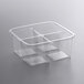 A Fabri-Kal clear plastic container with four compartments.