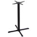 A black metal Holland Bar Stool table base with a cross design.