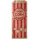 A Carnival King paper popcorn bag with red and white stripes.