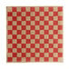 A red and white checkered paper with tan accents.