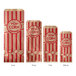 A row of red and white striped Carnival King popcorn bags.