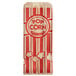 A Carnival King Kraft paper popcorn bag with red and white stripes and text.