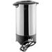 A silver stainless steel Galaxy coffee urn with a black cord.
