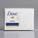 A white Dove bar soap box with blue and gold text and a logo.