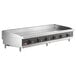 A Cooking Performance Group Ultra Series 72" Chrome Plated Natural Gas 6-Burner Countertop Griddle.