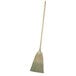 A Carlisle commercial broom with a long wooden handle and a red stripe.