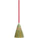 A Carlisle 2-stitch lobby corn broom with a red handle.