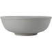 A white Tuxton china bowl with a matte gray finish.